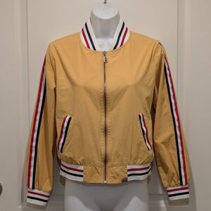GUC Lizette Collection S Mustard Yellow Lined Jacket with Striped Details